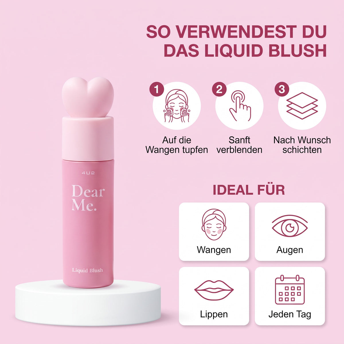 4U2 Dear Me Liquid Blush 3.7 g 05 Stay Strong | How to use