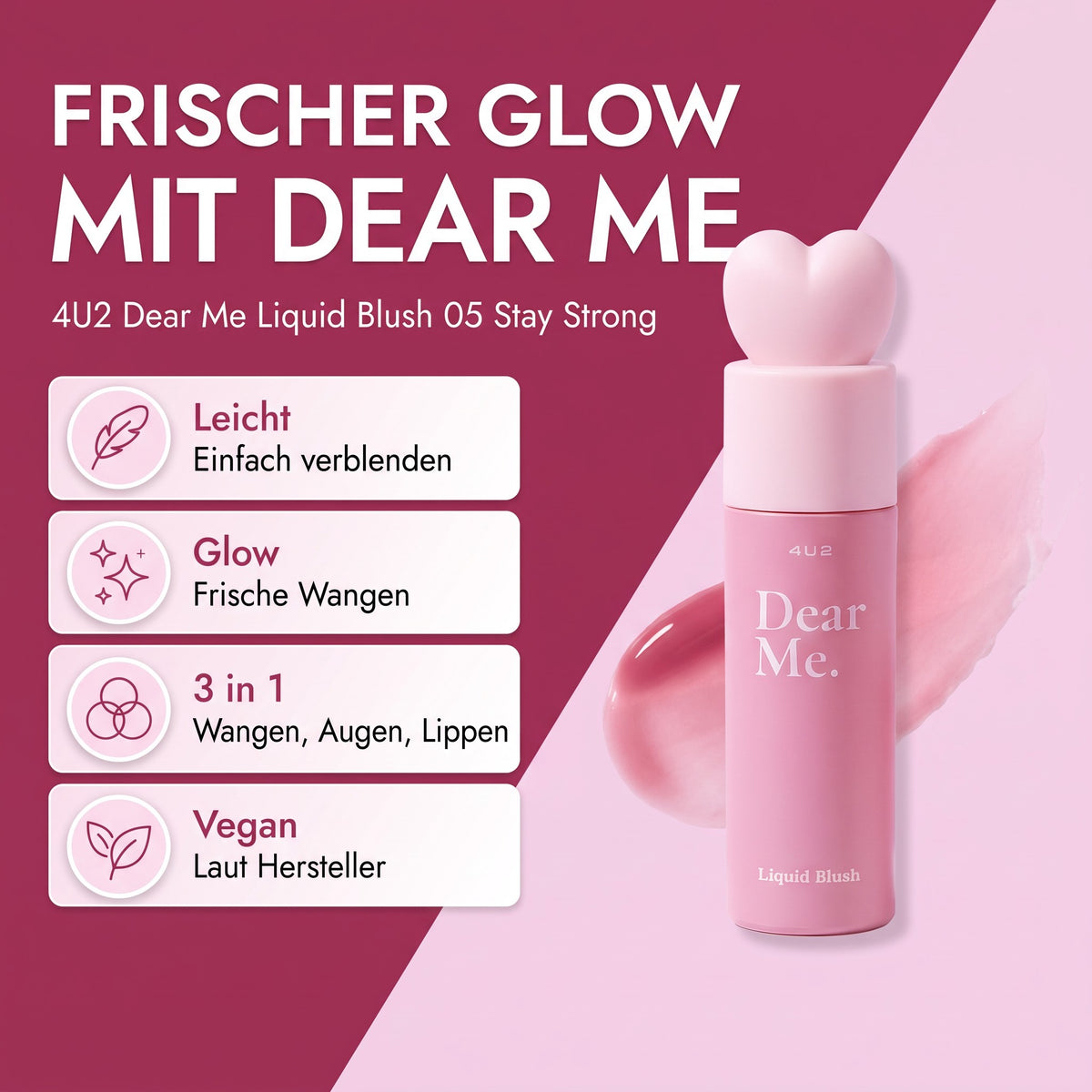 4U2 Dear Me Liquid Blush 3.7 g 05 Stay Strong | Benefits
