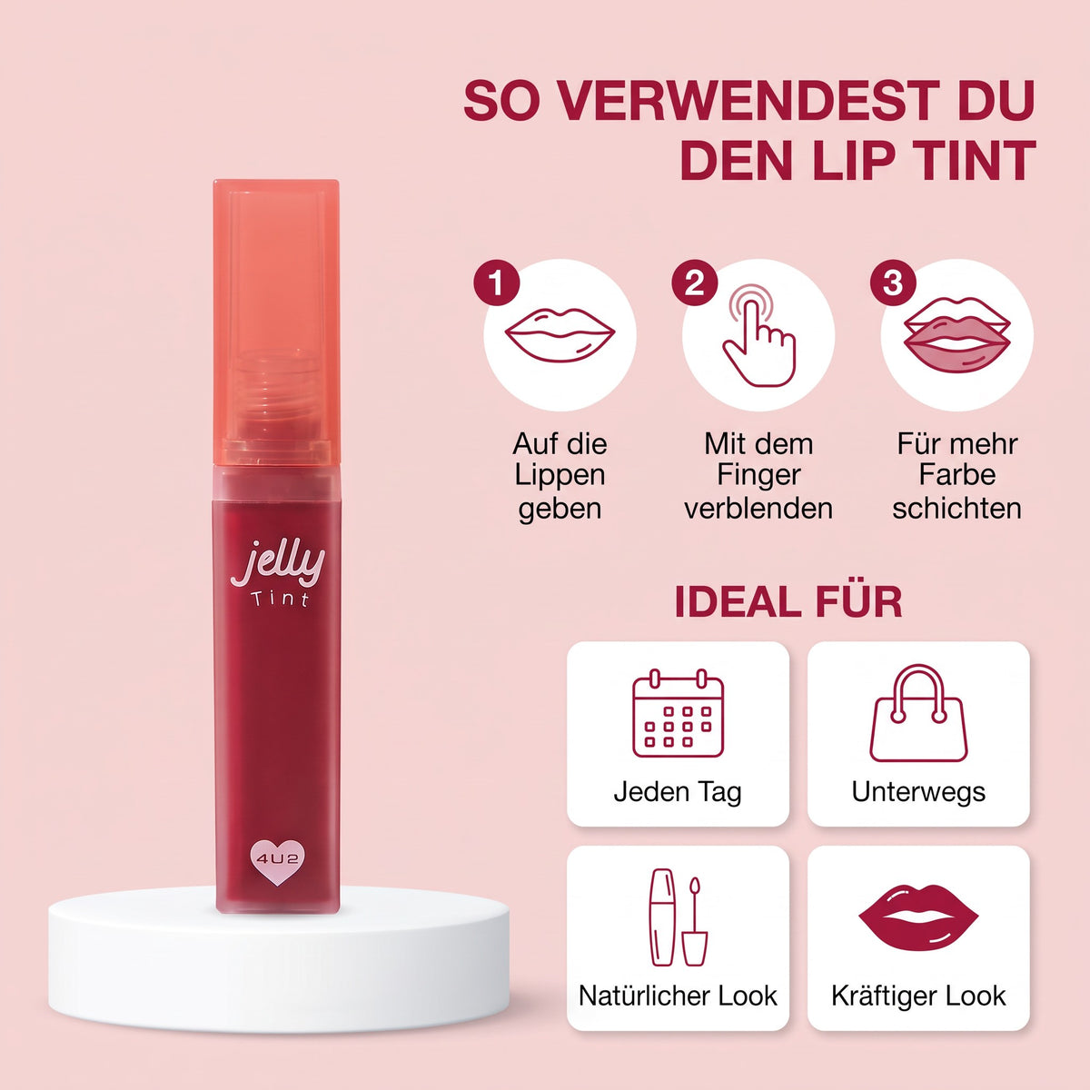 4U2 Jelly Tint 4 g 18 Raspberry Jam | How to use