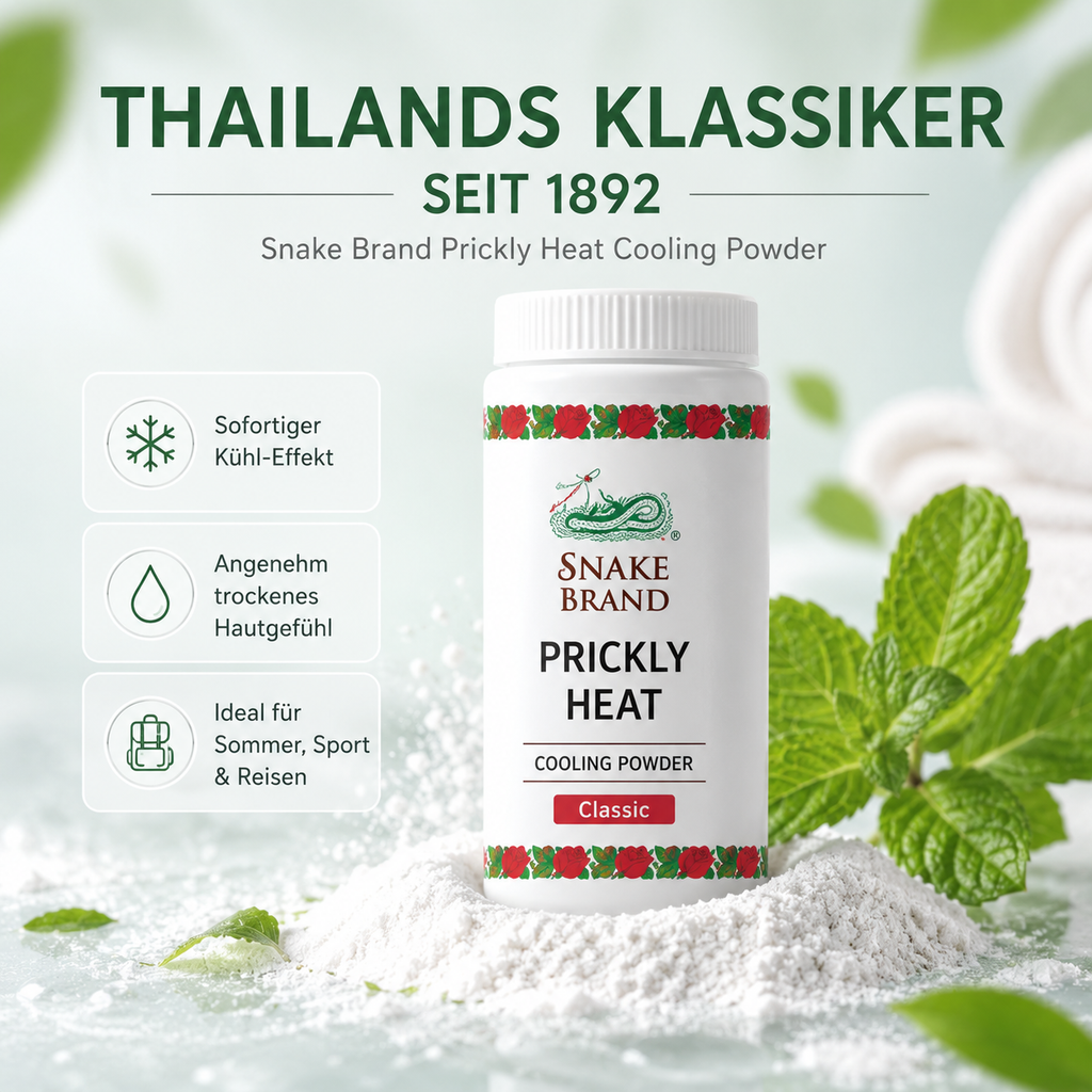 Snake Brand Prickly Heat Cooling Powder – Original Thai Kühlpuder