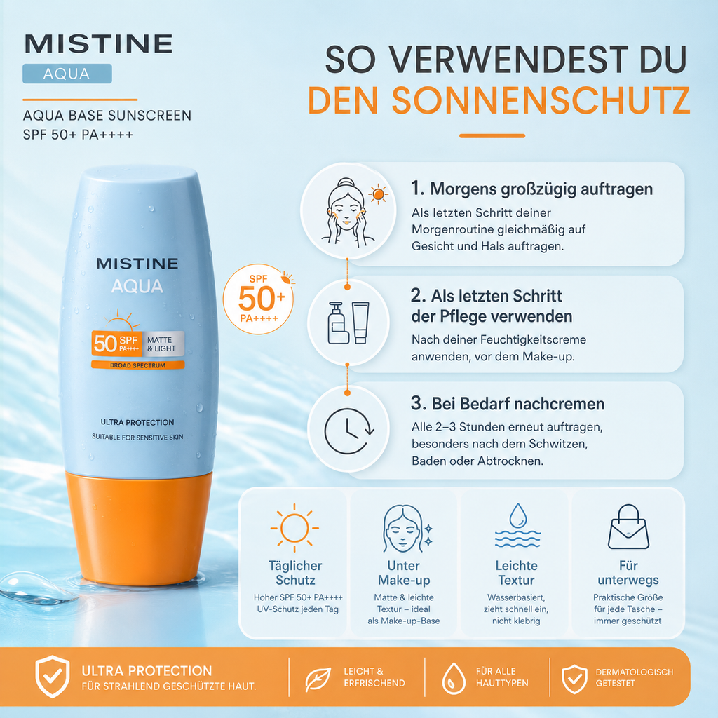 Mistine Aqua Base Sunscreen SPF 50+ PA++++