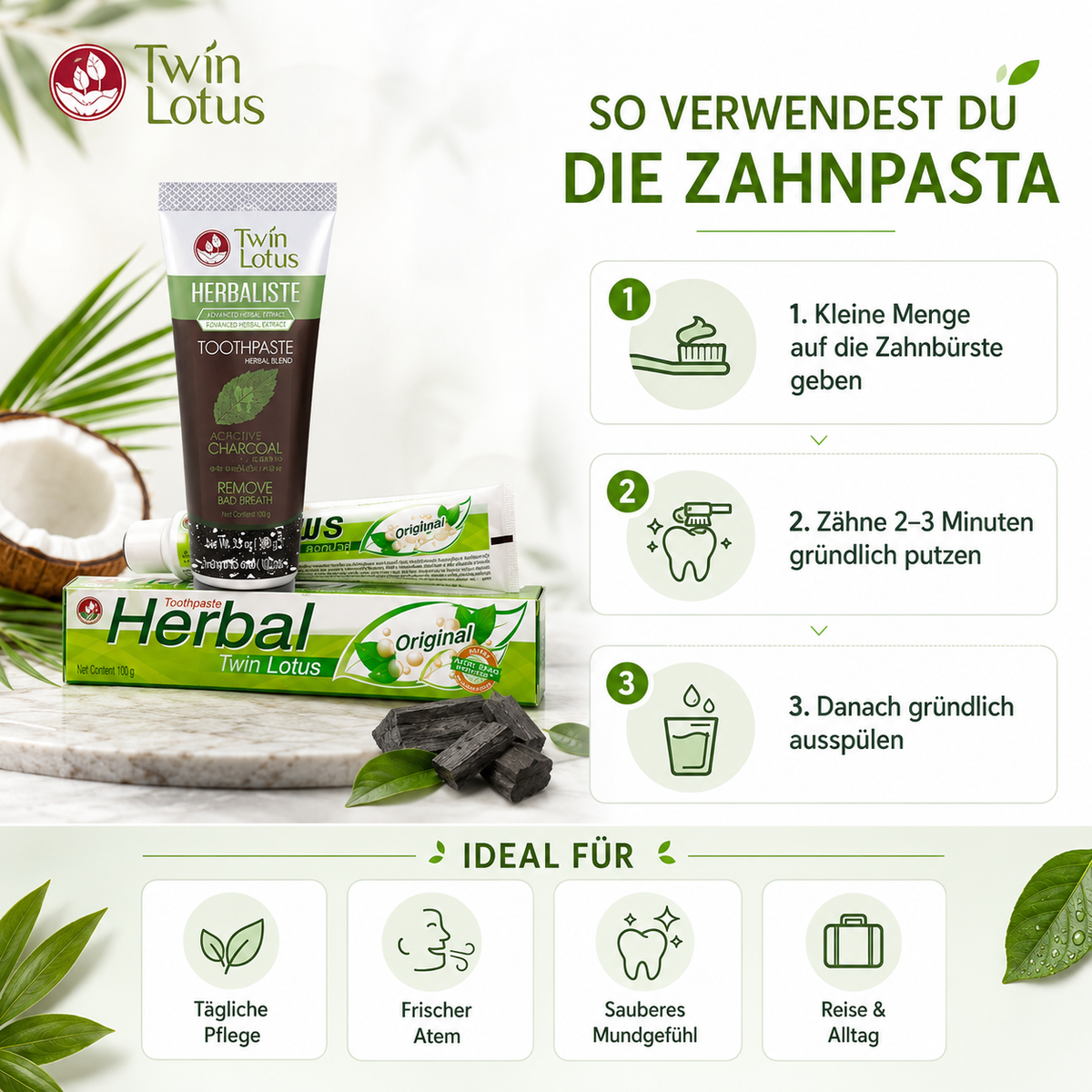 Twin Lotus Original Herbal Toothpaste – Thai Kräuter-Zahnpasta