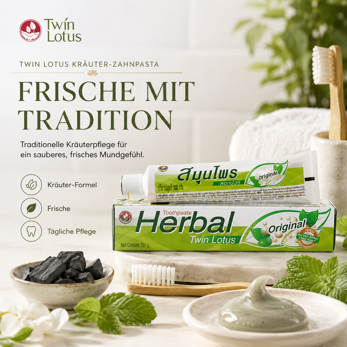Twin Lotus Original Herbal Toothpaste – Thai Kräuter-Zahnpasta