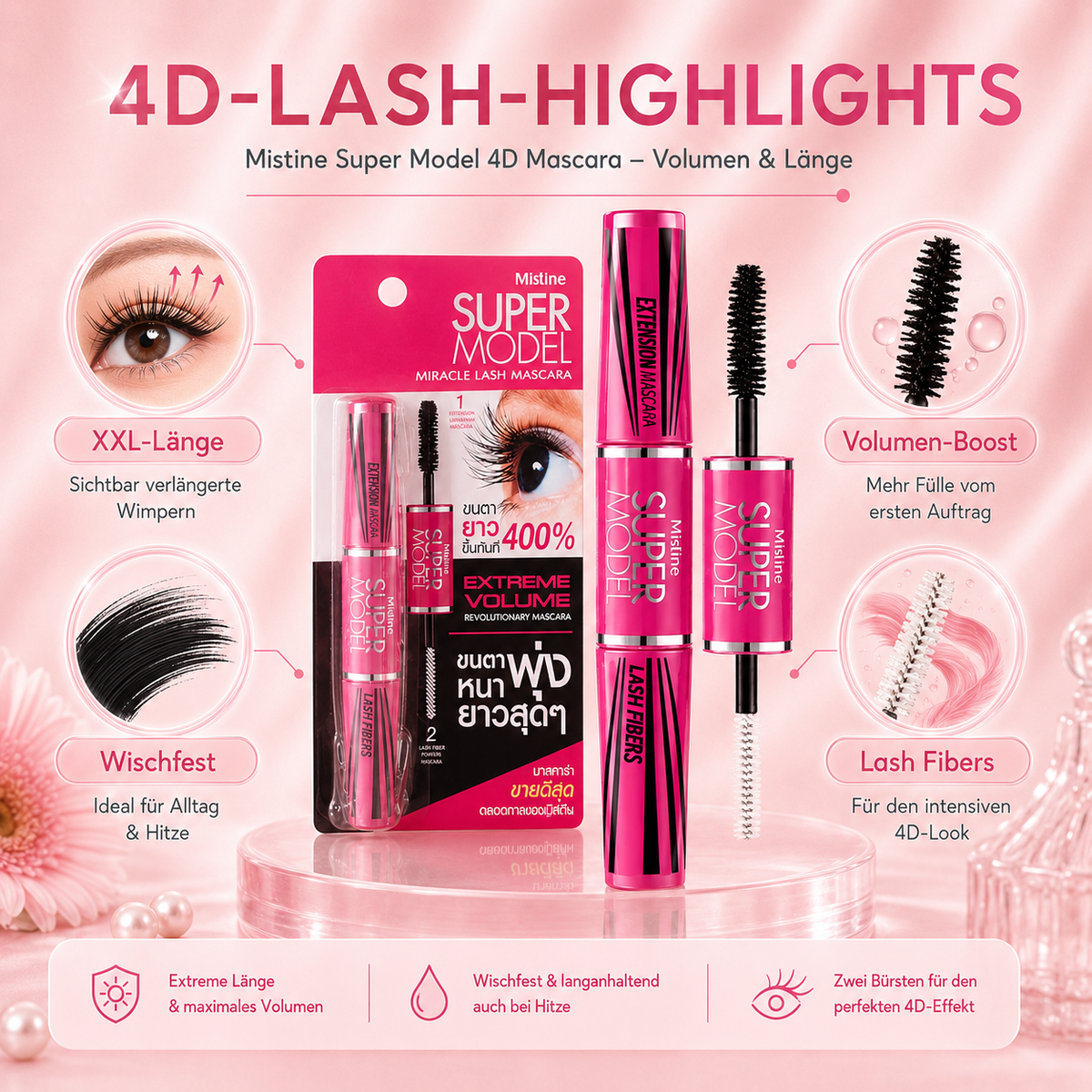 Mistine Super Model 4D Mascara – Volumen & Länge