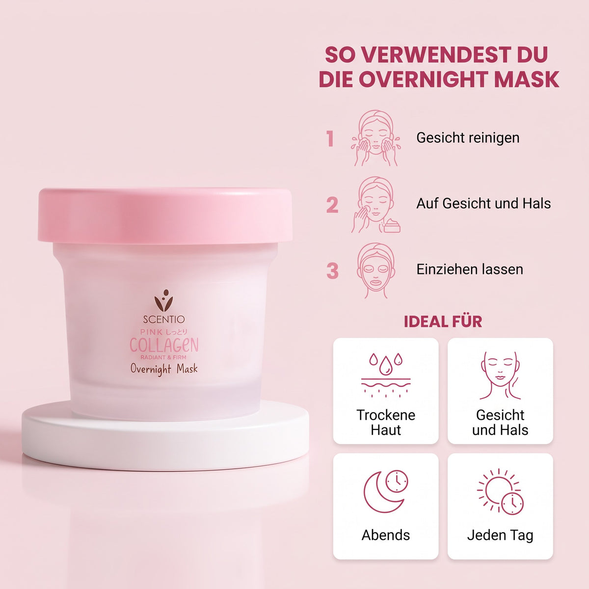 Beauty Buffet Scentio Pink Collagen Overnight Mask 100 ml | How to use