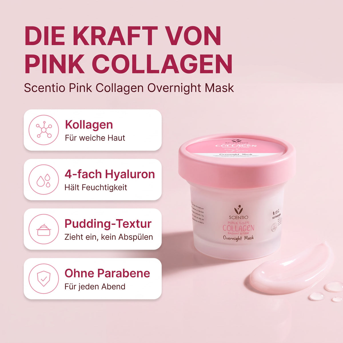 Beauty Buffet Scentio Pink Collagen Overnight Mask 100 ml | Benefits