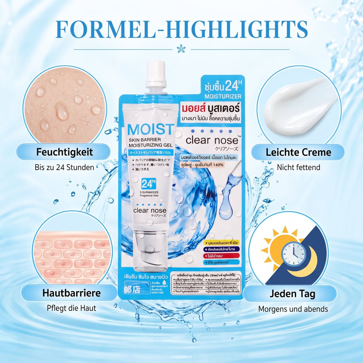 Clear Nose 24h Moisturising Gel (10 ml) – Formula highlights