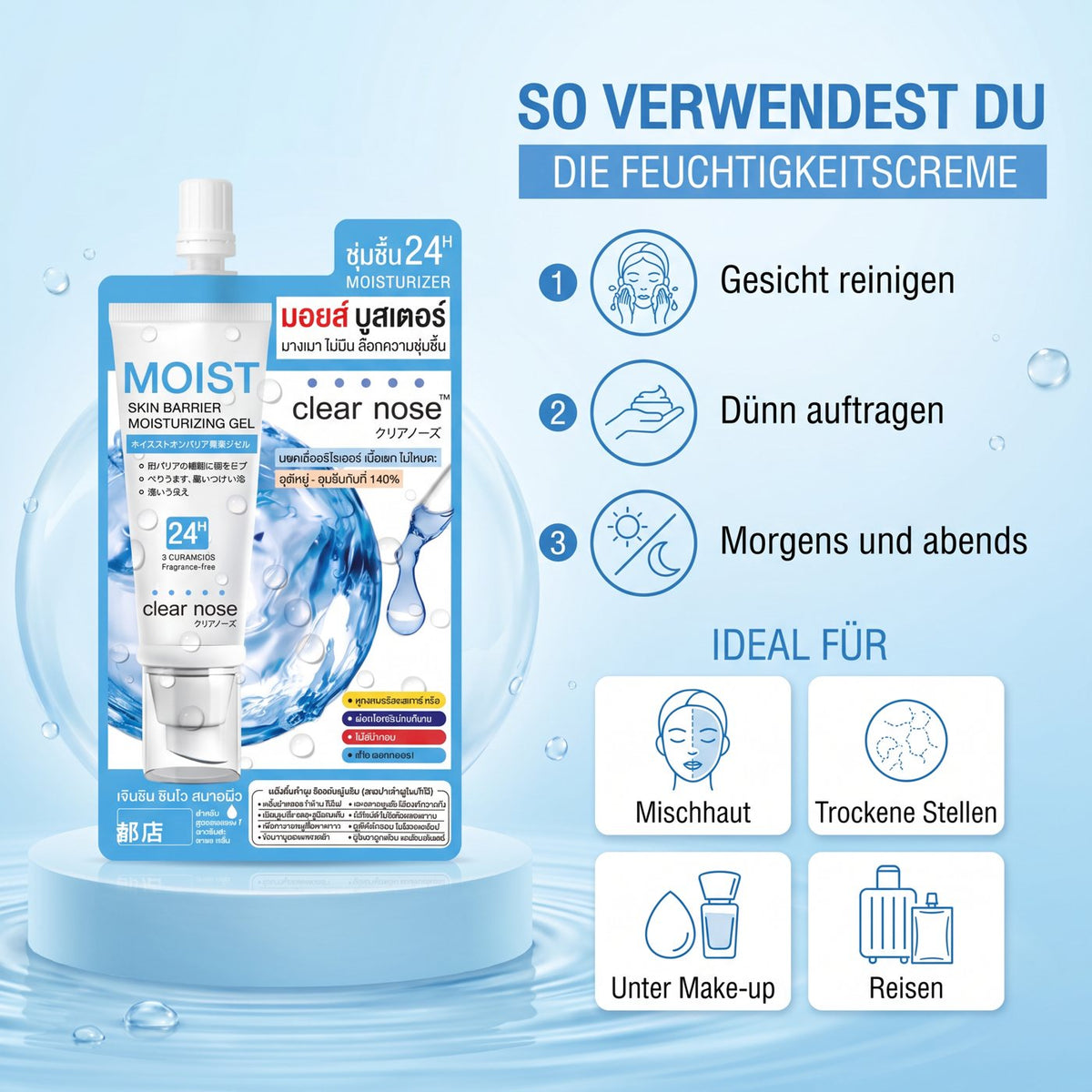 Clear Nose 24h Moisturising Gel (10 ml) – How to use