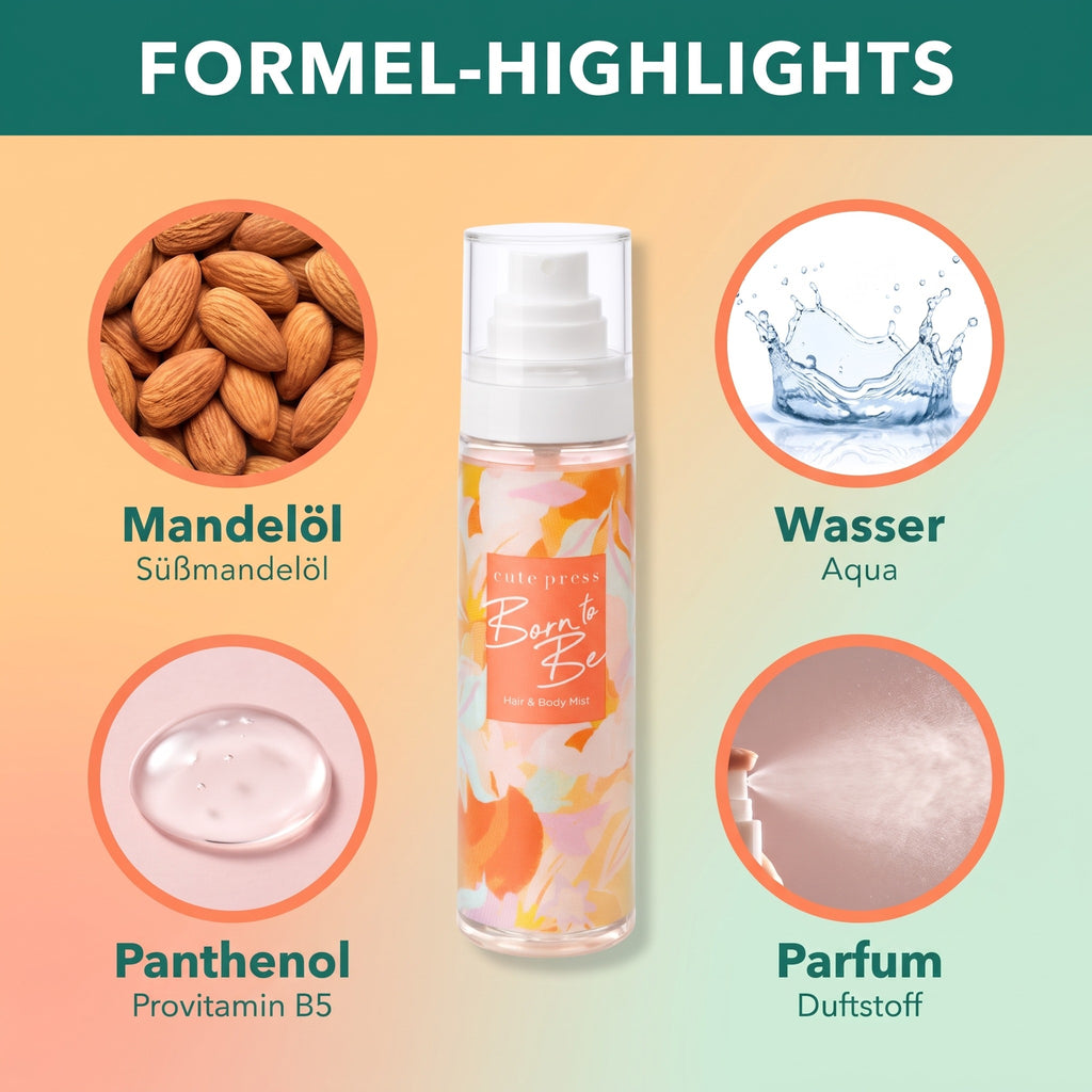 Cute Press Born To Be Hair & Body Mist 95 ml | Formula highlights
