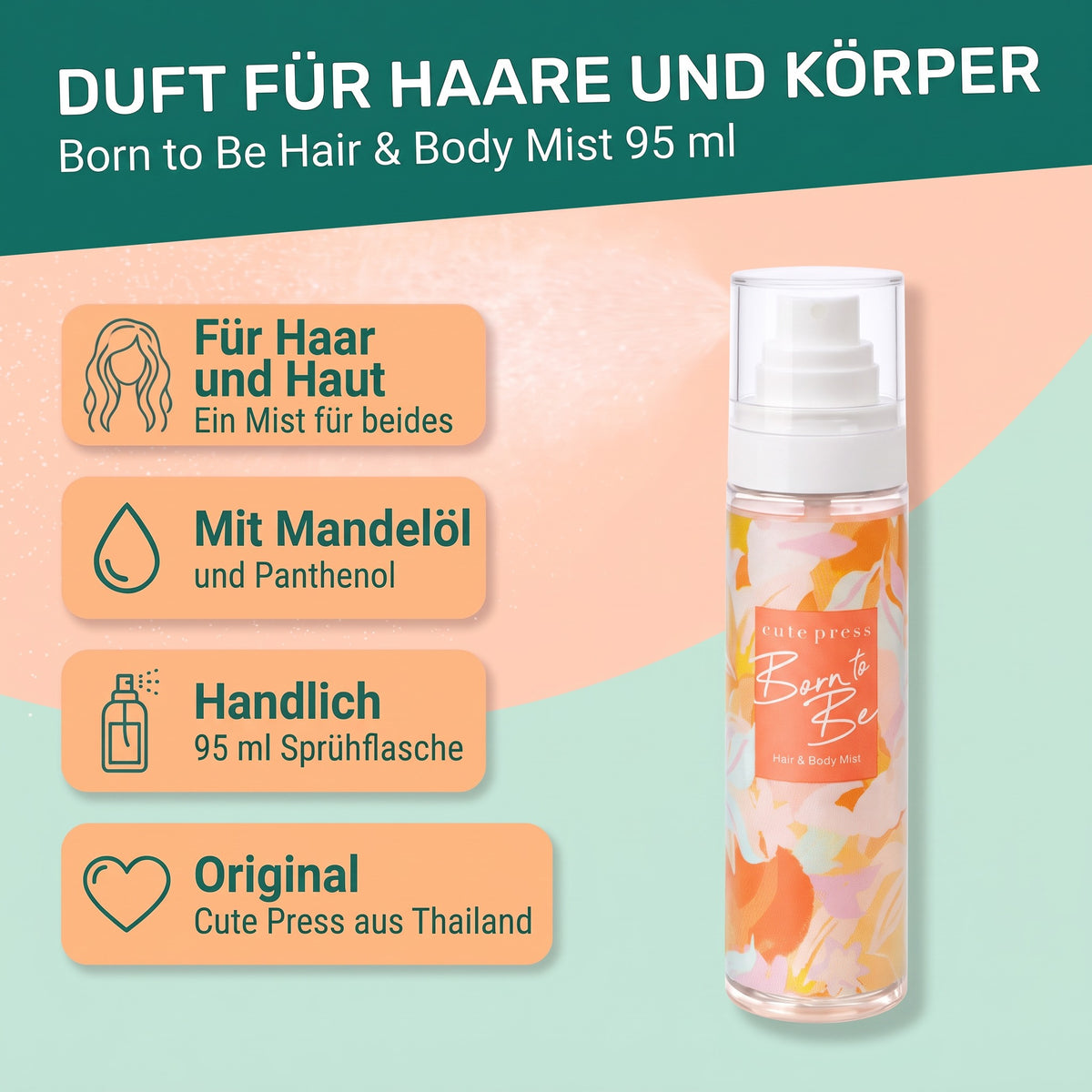 Cute Press Born To Be Hair & Body Mist 95 ml | Benefits