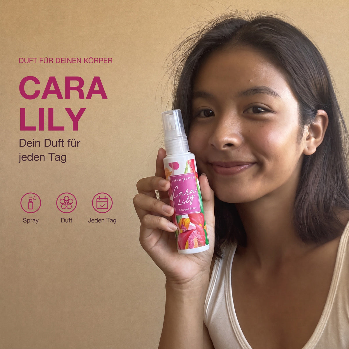 Cute Press Cara Lily Cologne Spray 60 ml | Model with product
