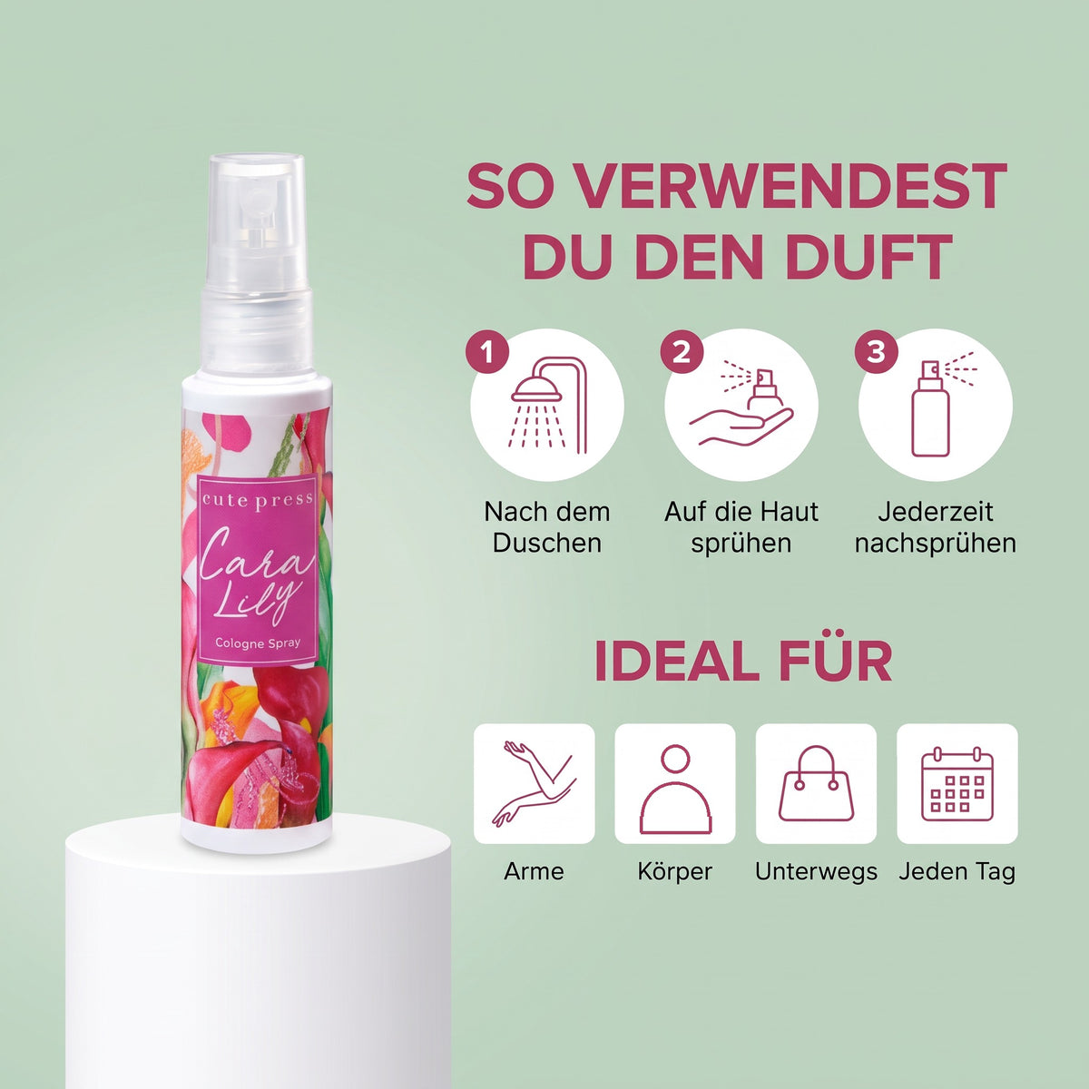 Cute Press Cara Lily Cologne Spray 60 ml | How to use