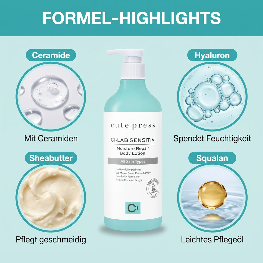 Cute Press Ci-Lab Sensitiv Moisture Repair Body Lotion 490 ml | Formula highlights