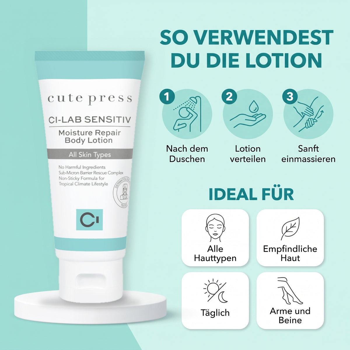 Cute Press Ci-Lab Sensitiv Moisture Repair Body Lotion 75 ml | How to use