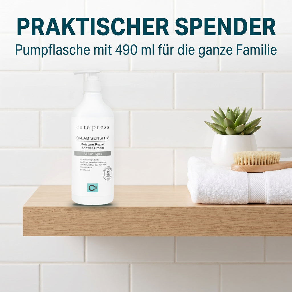 Cute Press Ci-Lab Sensitiv Moisture Repair Shower Cream 490 ml | Praktischer Spender