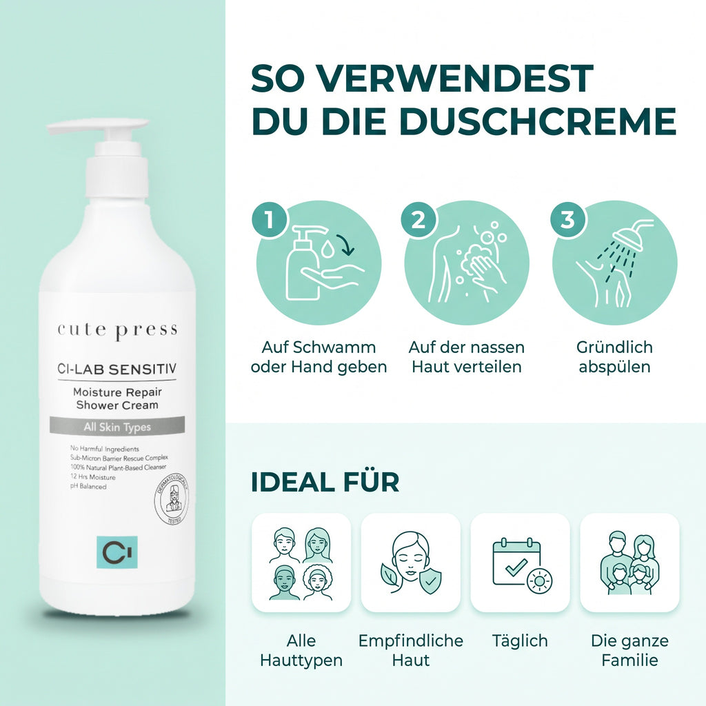 Cute Press Ci-Lab Sensitiv Moisture Repair Shower Cream 490 ml | So verwendest du