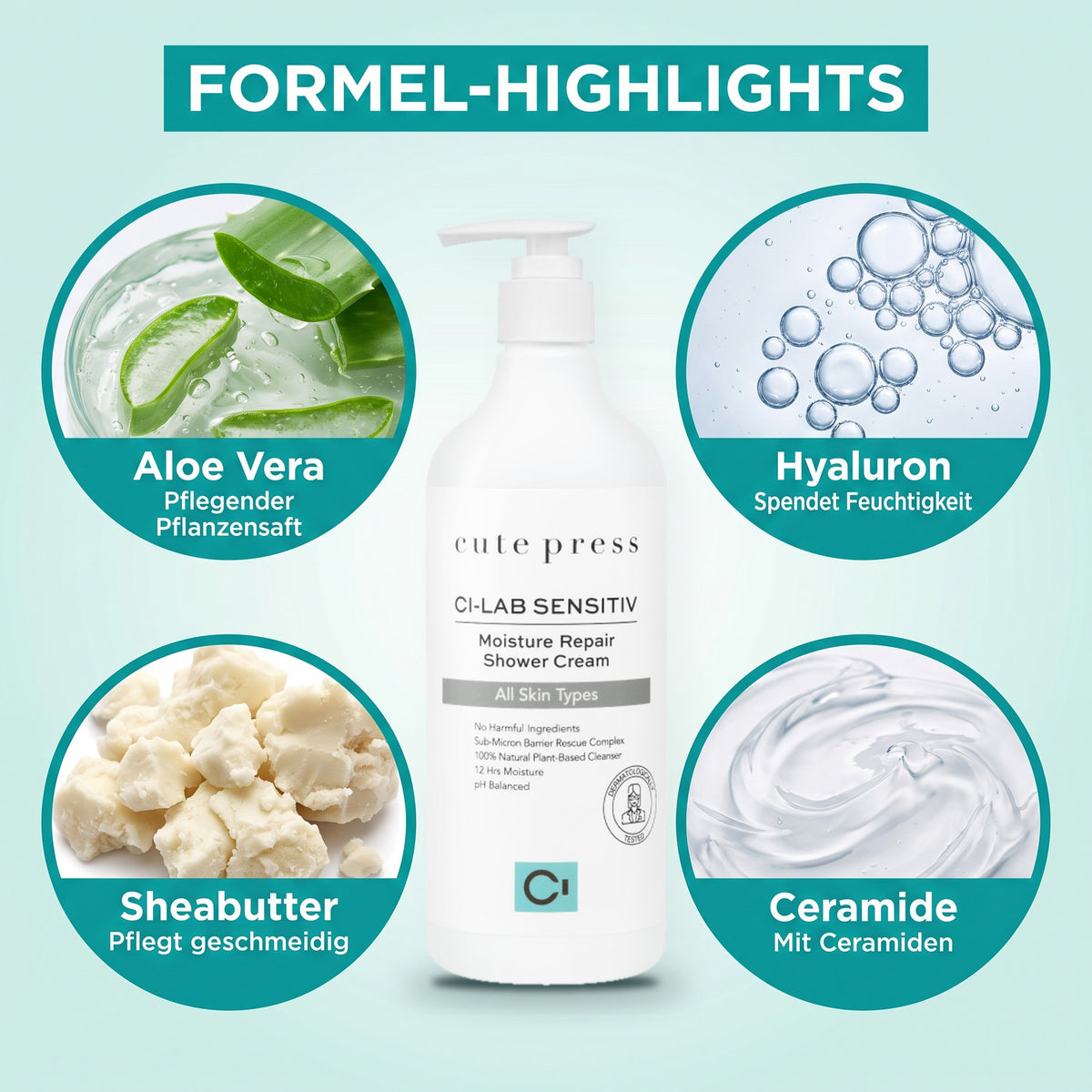 Cute Press Ci-Lab Sensitiv Moisture Repair Shower Cream 490 ml | Formel-Highlights