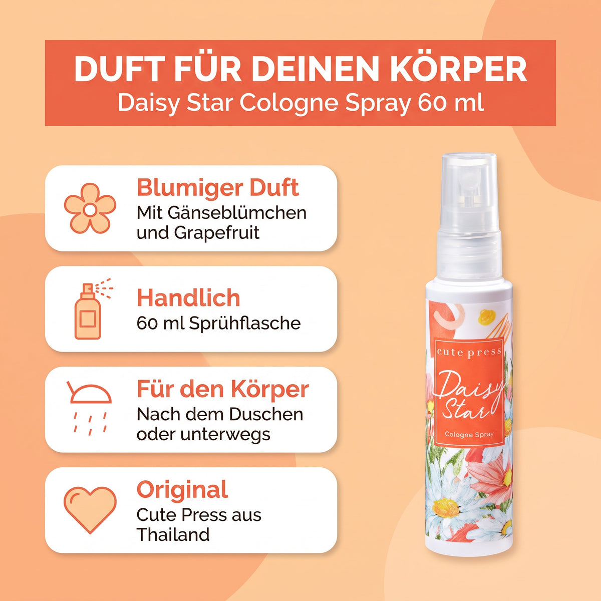 Cute Press Daisy Star Cologne Spray 60 ml | Benefits