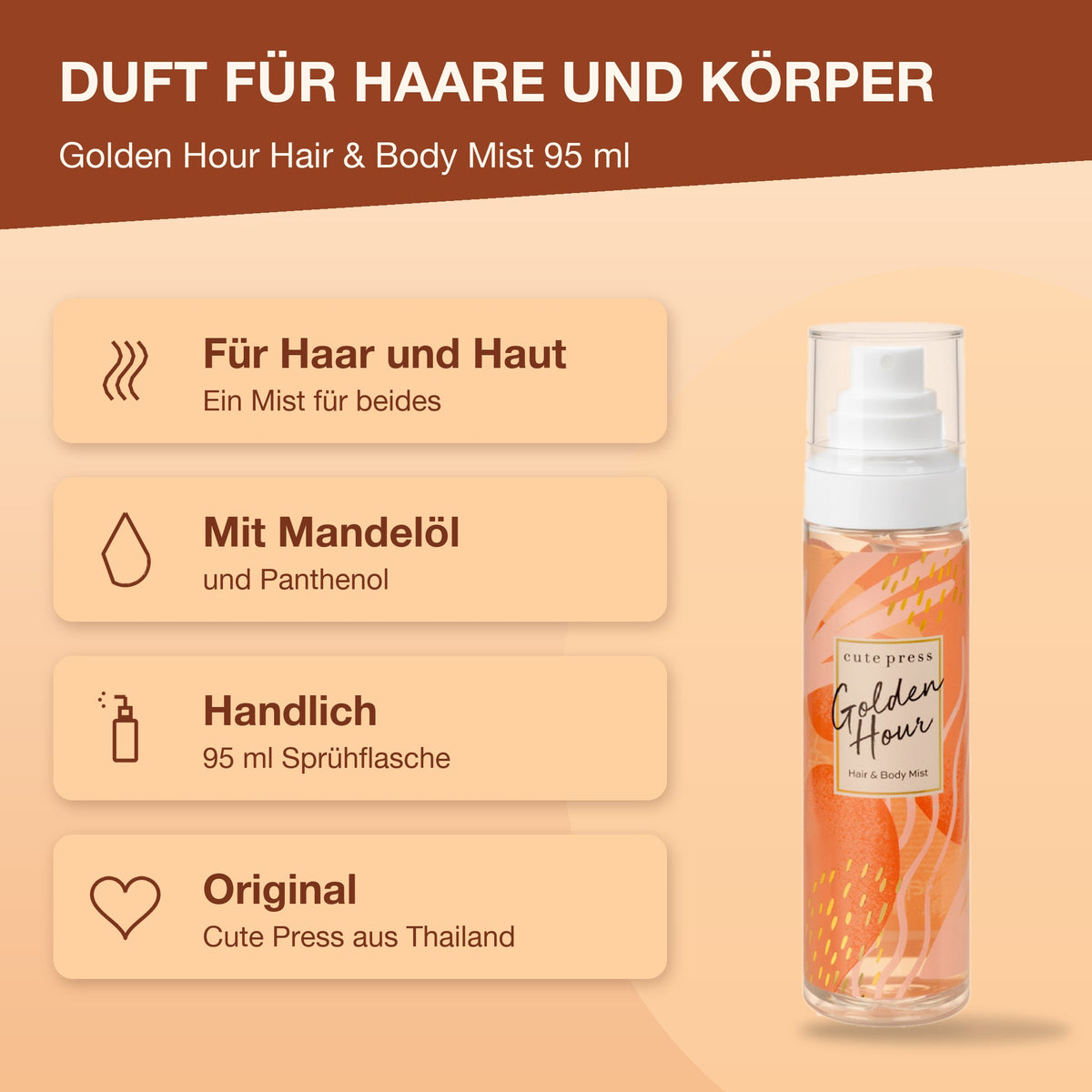 Cute Press Golden Hour Hair & Body Mist 95 ml | Benefits