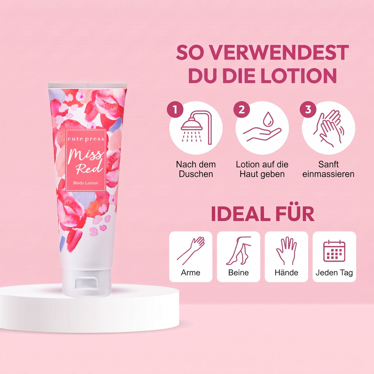 Cute Press Miss Red Body Lotion 250 g | How to use