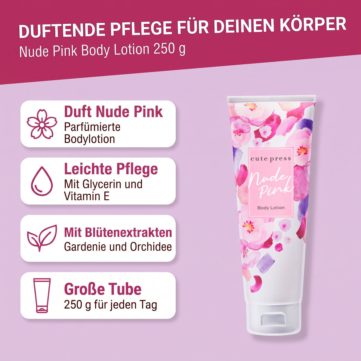 Cute Press Nude Pink Body Lotion 250 g | Benefits