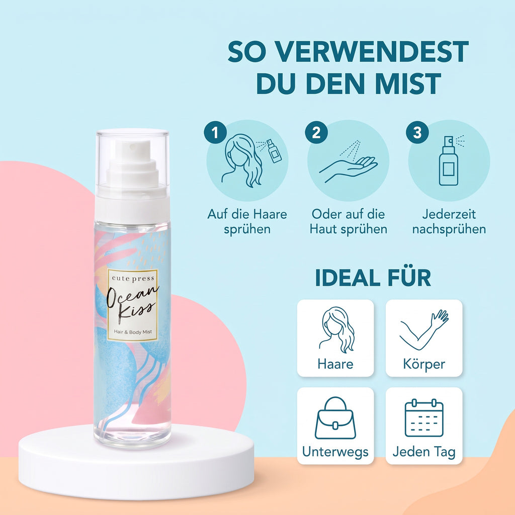 Cute Press Ocean Kiss Hair & Body Mist 95 ml | How to use