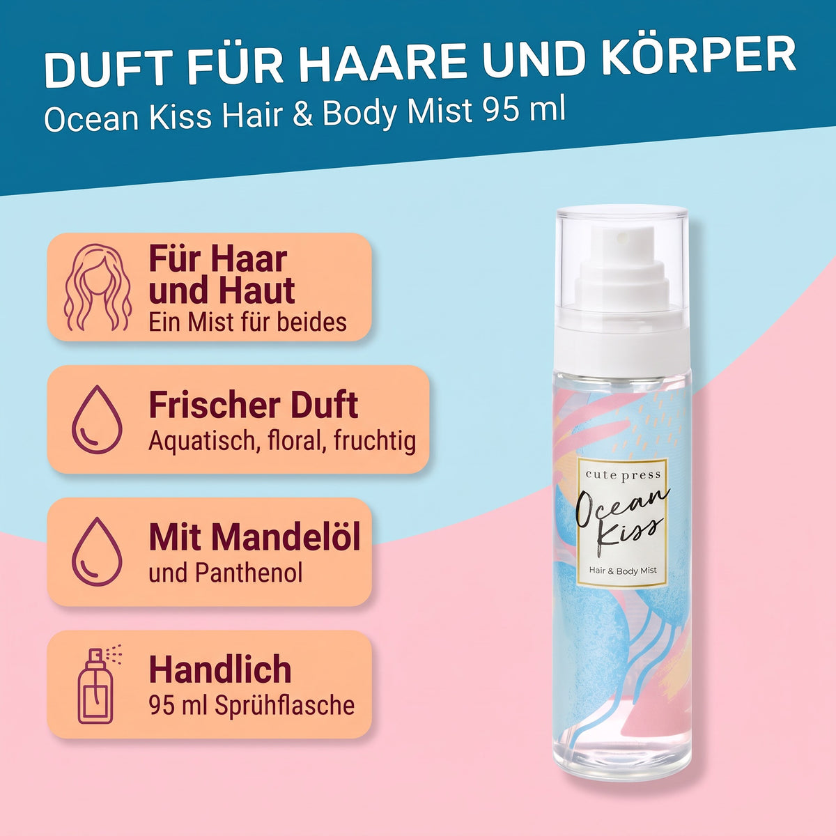 Cute Press Ocean Kiss Hair & Body Mist 95 ml | Benefits