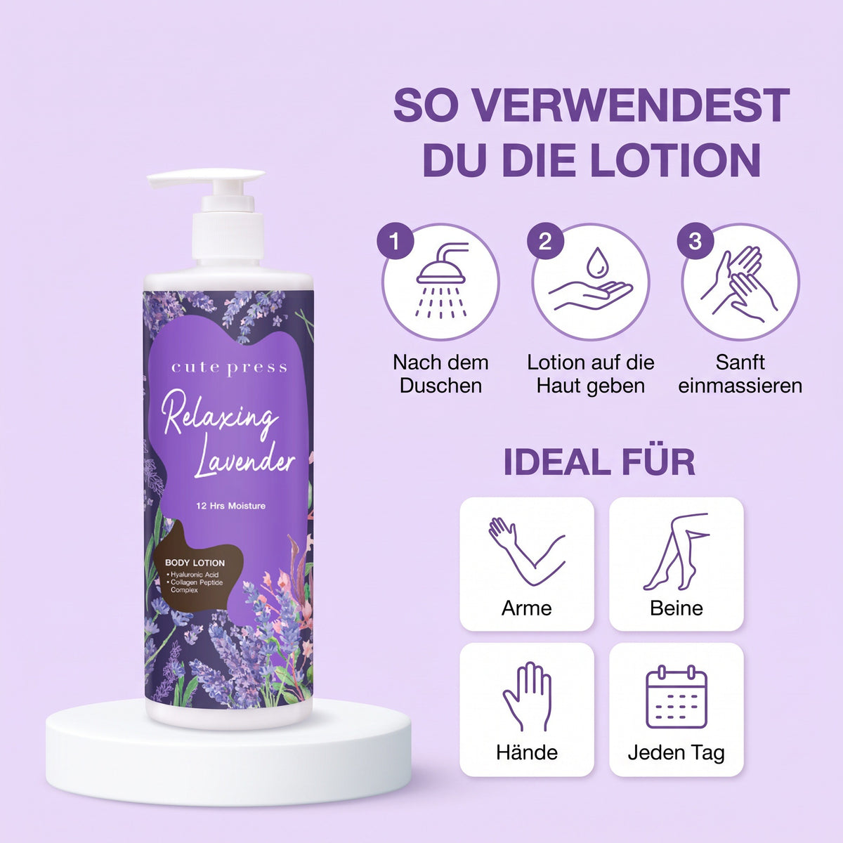 Cute Press Relaxing Lavender Body Lotion 490 ml | How to use