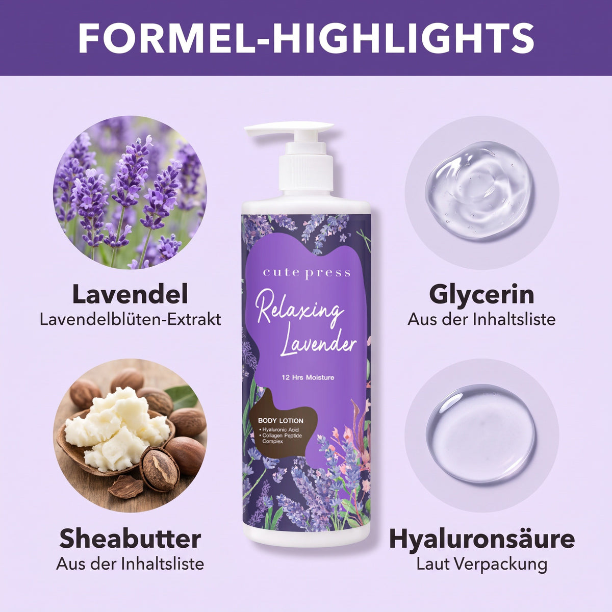 Cute Press Relaxing Lavender Body Lotion 490 ml | Formula highlights