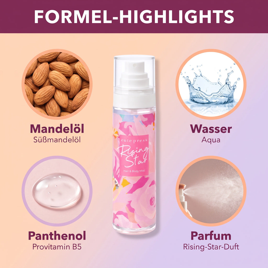 Cute Press Rising Star Hair & Body Mist 95 ml | Formula highlights