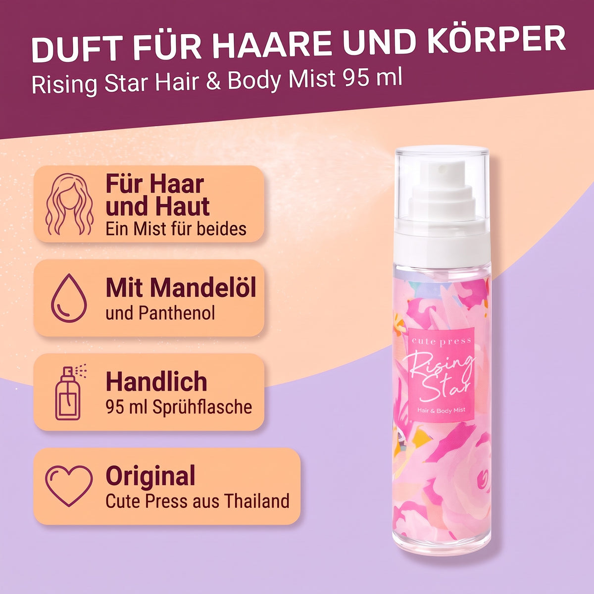 Cute Press Rising Star Hair & Body Mist 95 ml | Benefits