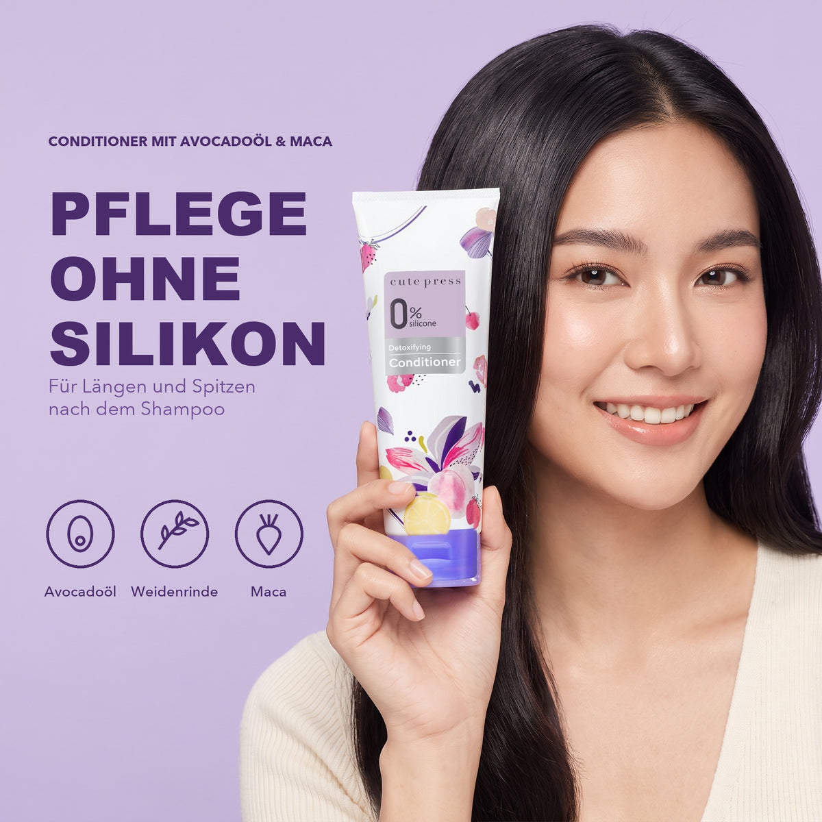 Cute Press 0% Silicone Detoxifying Conditioner 250 g | Model with product