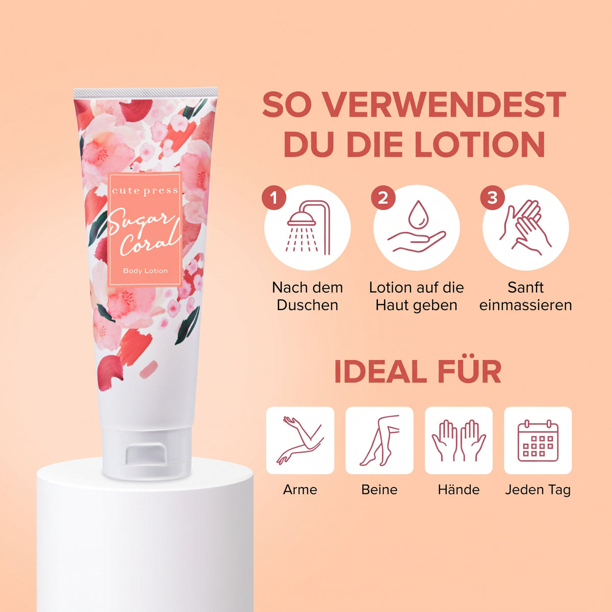 Cute Press Sugar Coral Body Lotion 250 g | How to use