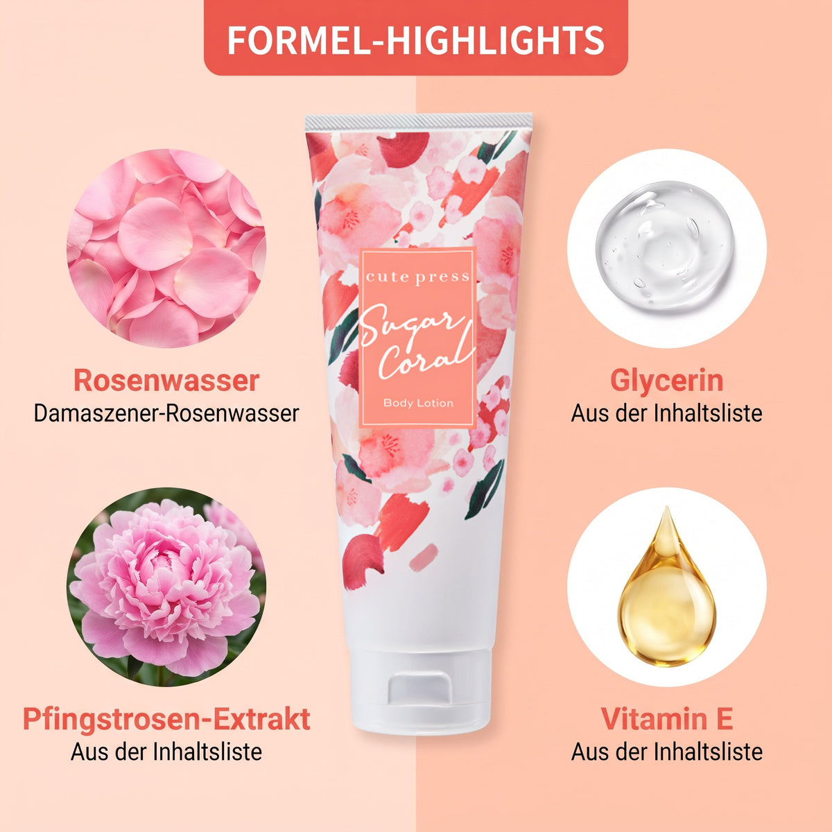 Cute Press Sugar Coral Body Lotion 250 g | Formula highlights