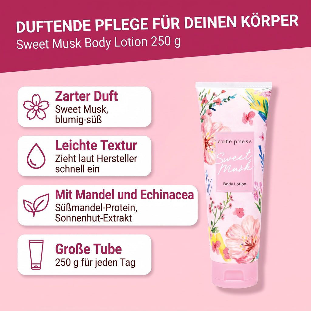 Cute Press Sweet Musk Body Lotion 250 g | Benefits