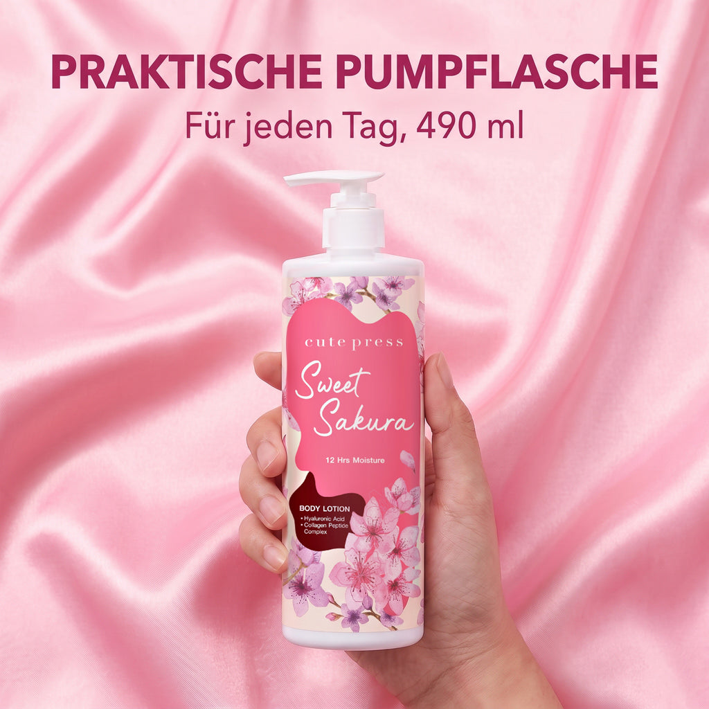 Cute Press Sweet Sakura Body Lotion 490 ml | Practical pump bottle