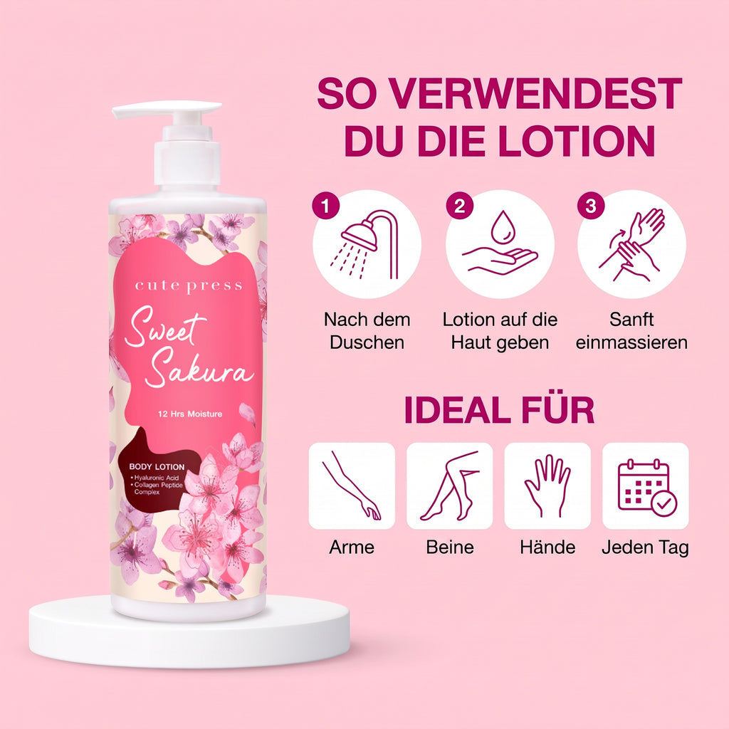 Cute Press Sweet Sakura Body Lotion 490 ml | How to use