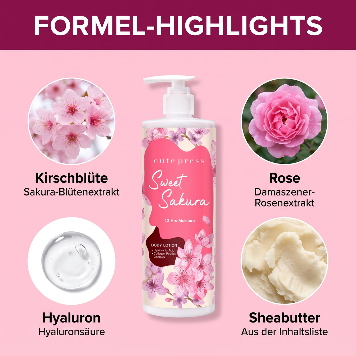 Cute Press Sweet Sakura Body Lotion 490 ml | Formula highlights