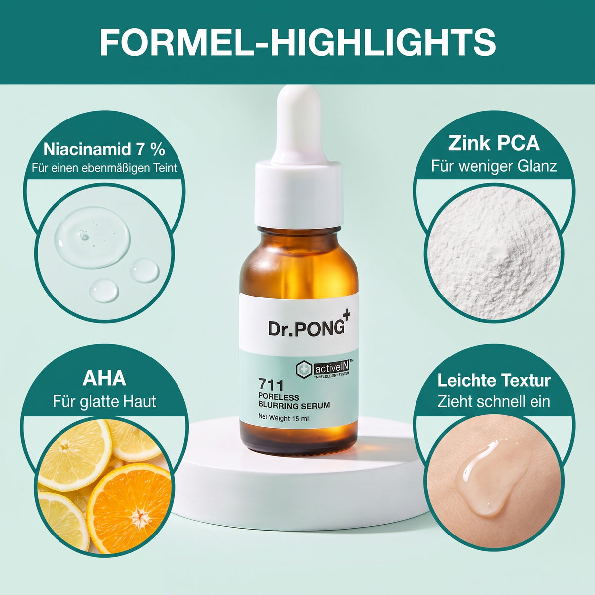 Dr.PONG 711 Poreless Blurring Serum 15 ml | Formula highlights