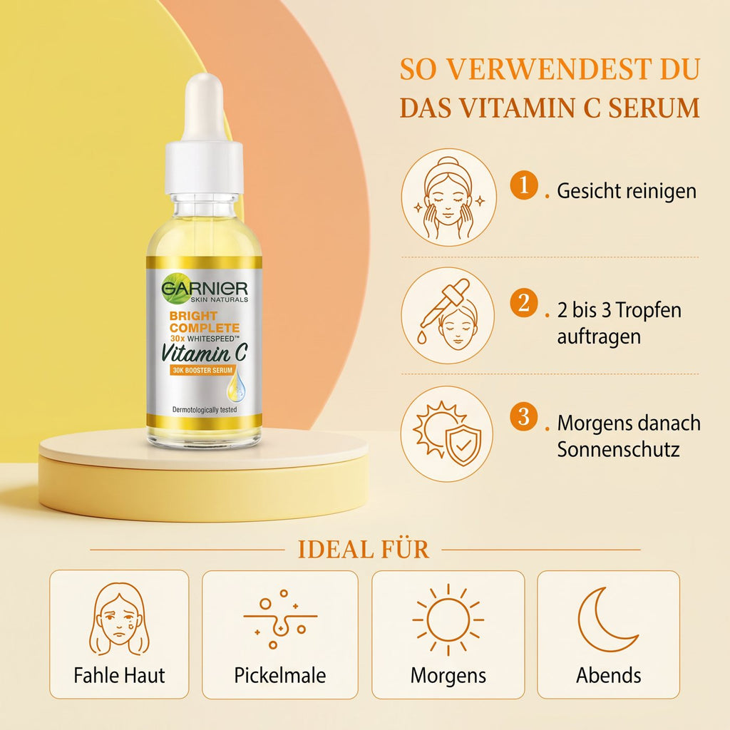 Garnier Bright Complete 30x Vitamin C Booster Serum – How to use