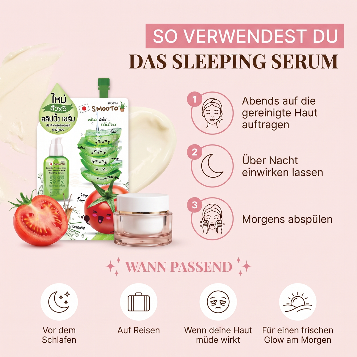 So verwendest du das Sleeping Serum – Anwendung