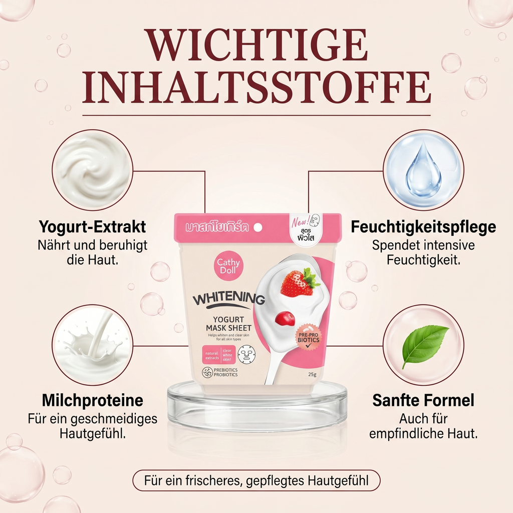 Wichtige Inhaltsstoffe der Cathy Doll Yogurt Mask – Yogurt-Extrakt und Milchproteine