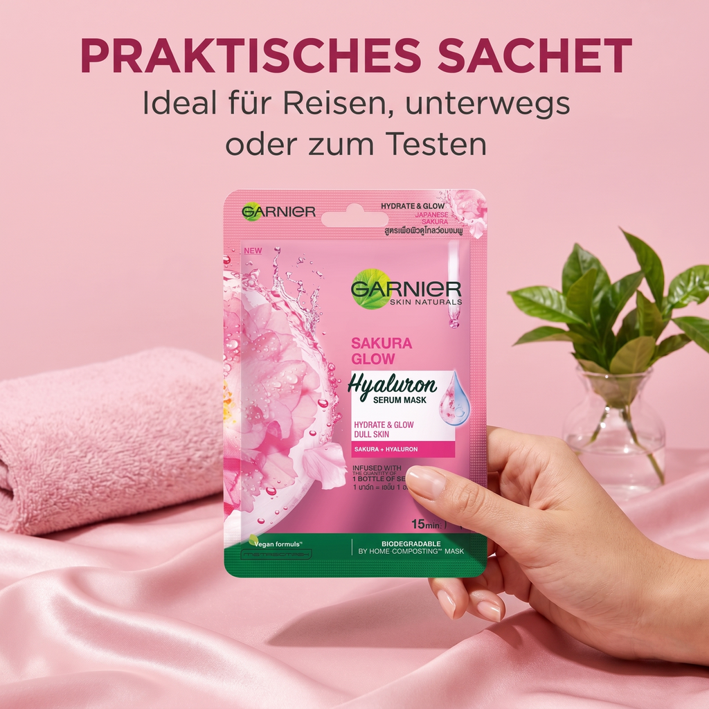 Garnier Sakura Mask – Praktisches Sachet für Reisen und unterwegs