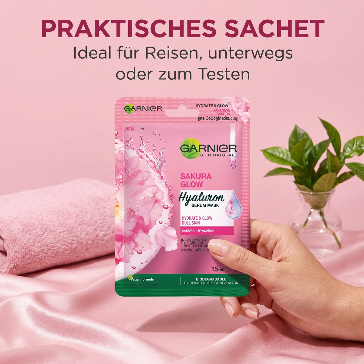 Garnier Sakura Mask – Praktisches Sachet für Reisen und unterwegs