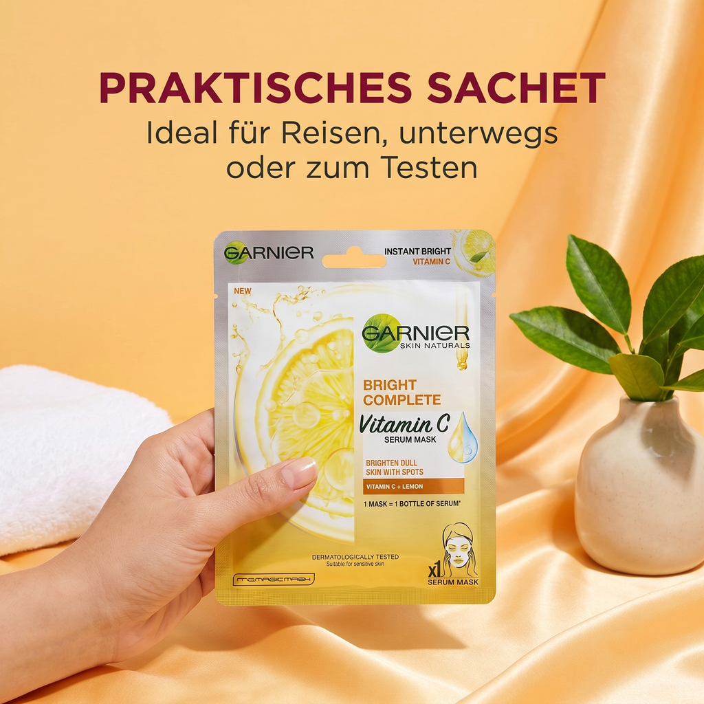 Garnier Vitamin C Mask – Praktisches Sachet für Reisen und unterwegs