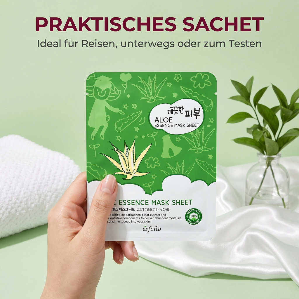 Esfolio Aloe Mask – Praktisches Sachet für Reisen und unterwegs