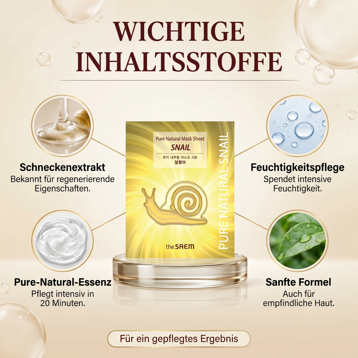 Wichtige Inhaltsstoffe – Schneckenextrakt und Feuchtigkeitspflege