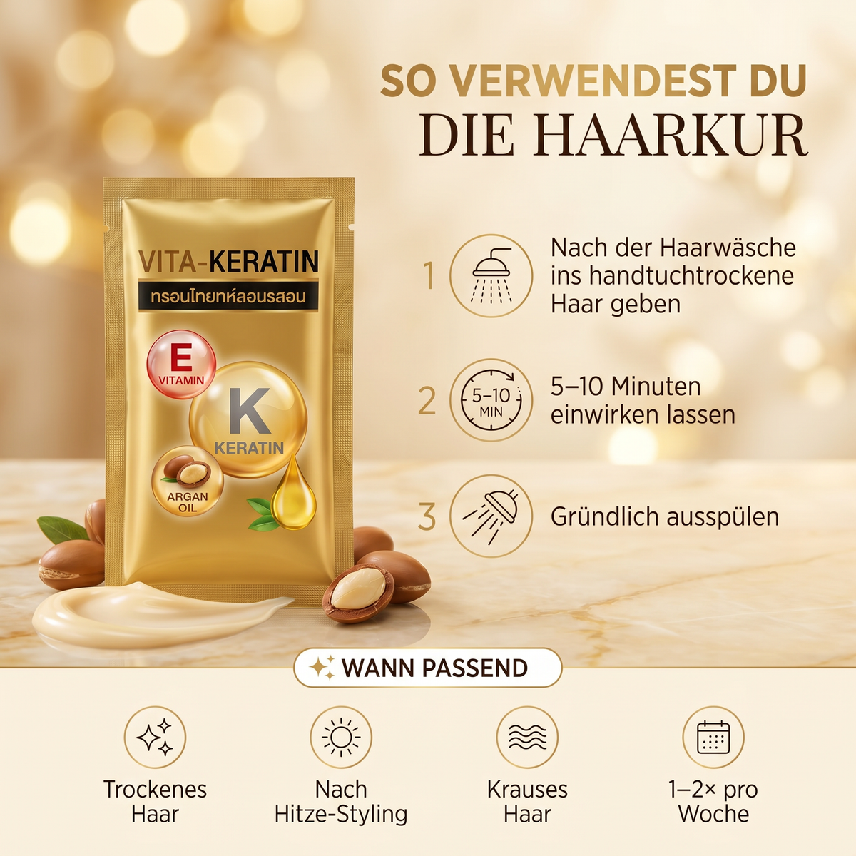 So verwendest du die Haarkur