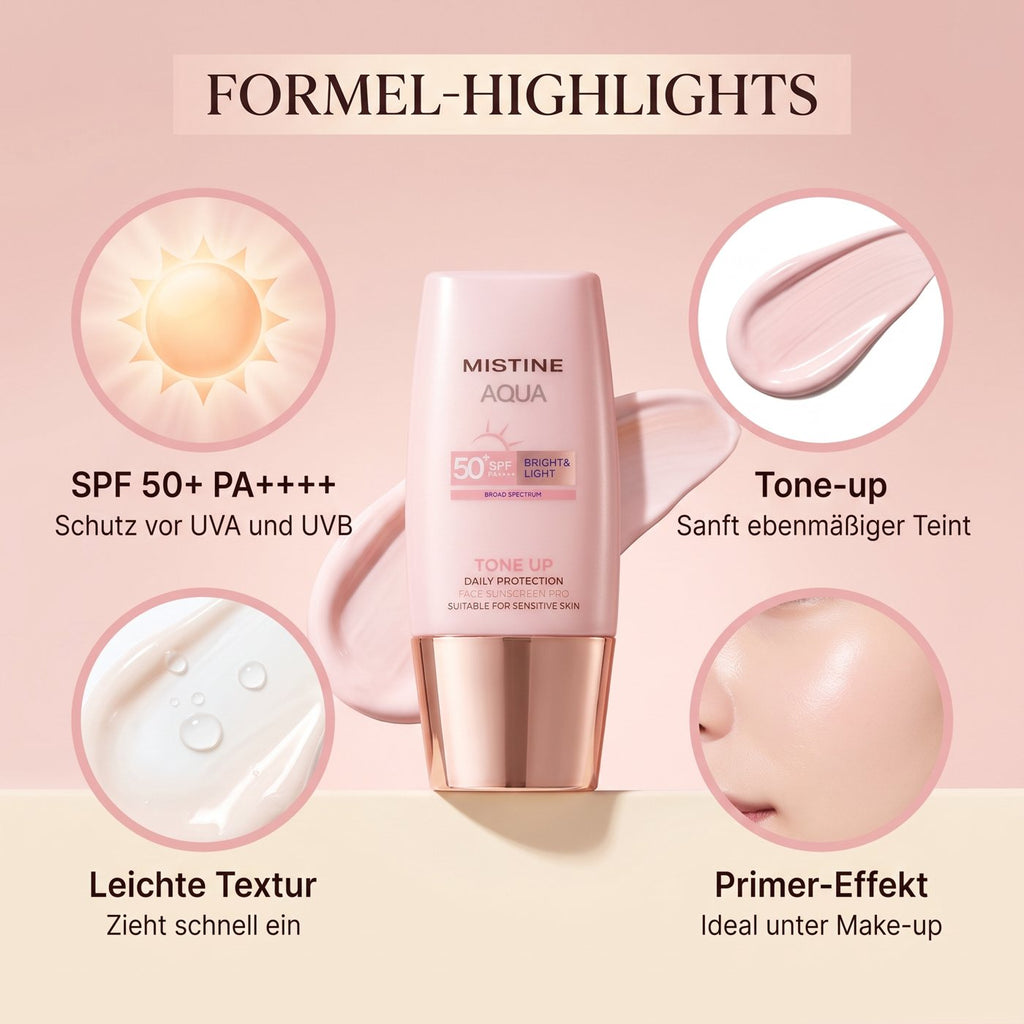 Mistine Tone-Up Sunscreen SPF50+ (Pink Cap) – Formula highlights