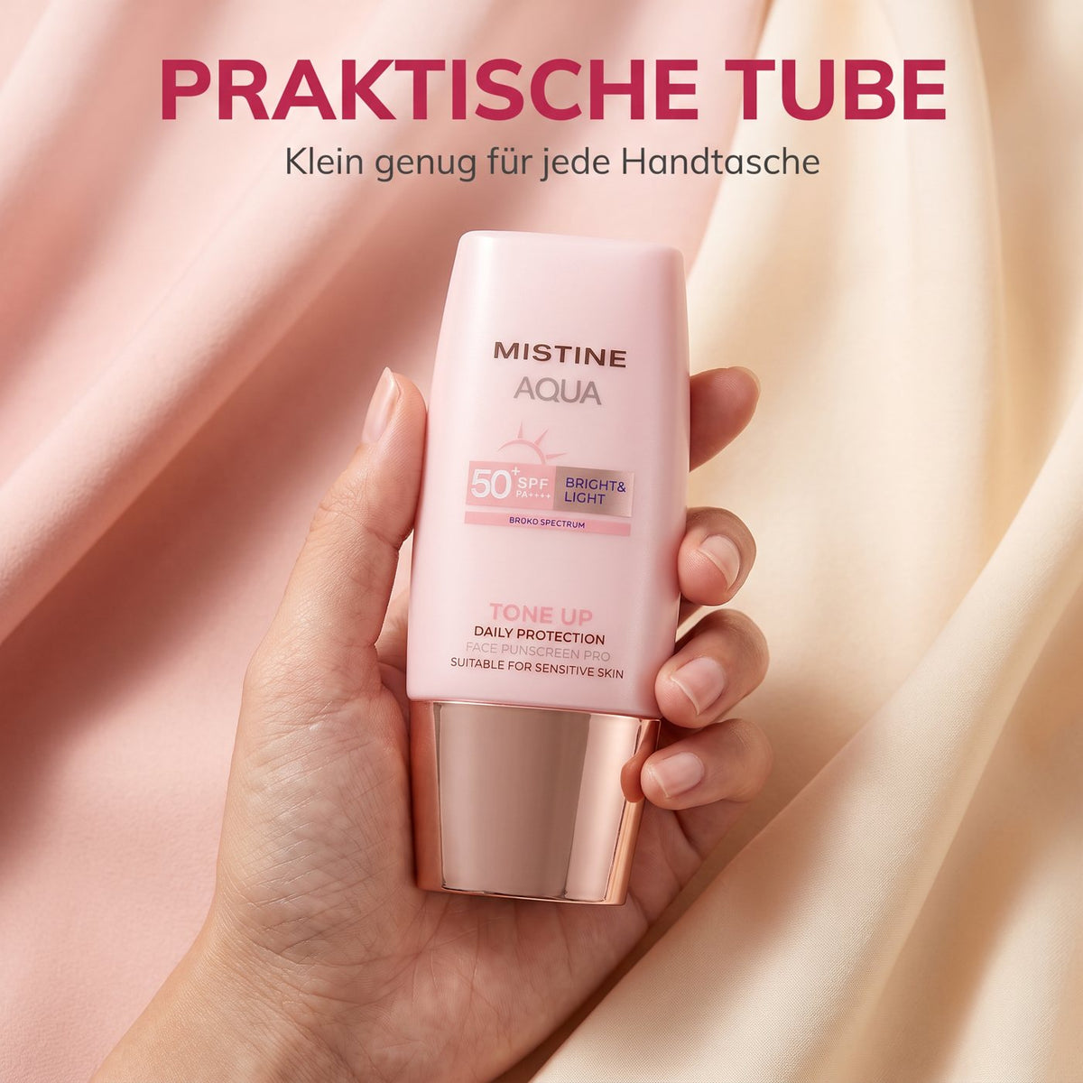 Mistine Tone-Up Sunscreen SPF50+ (Pink Cap) – Handy on the go